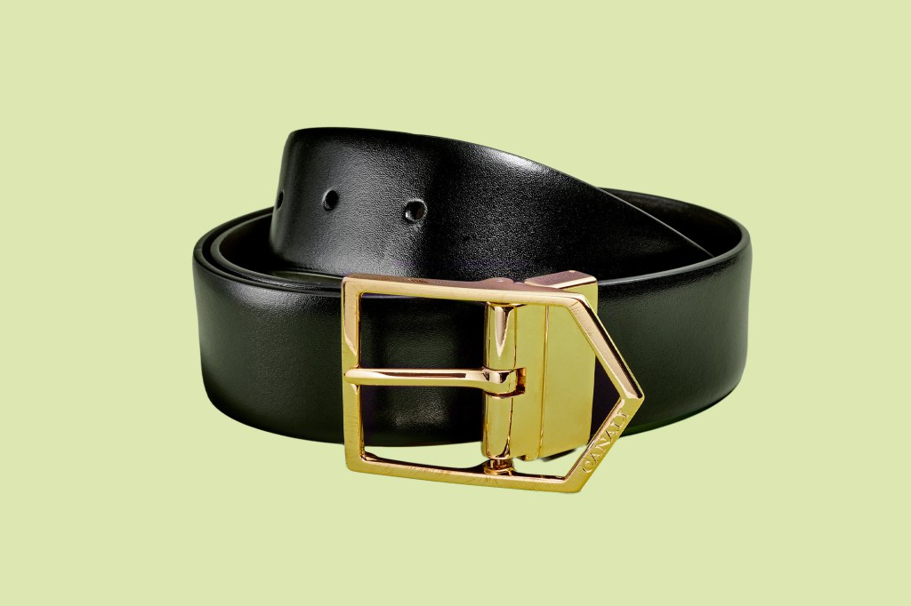 A black belt with a gold buckle